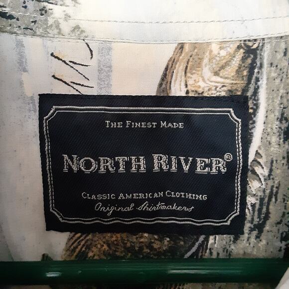 North River Crappie Bass Fishing Shirt Mens M Short Sleeve Button Up Fish Nature - Picture 6 of 10